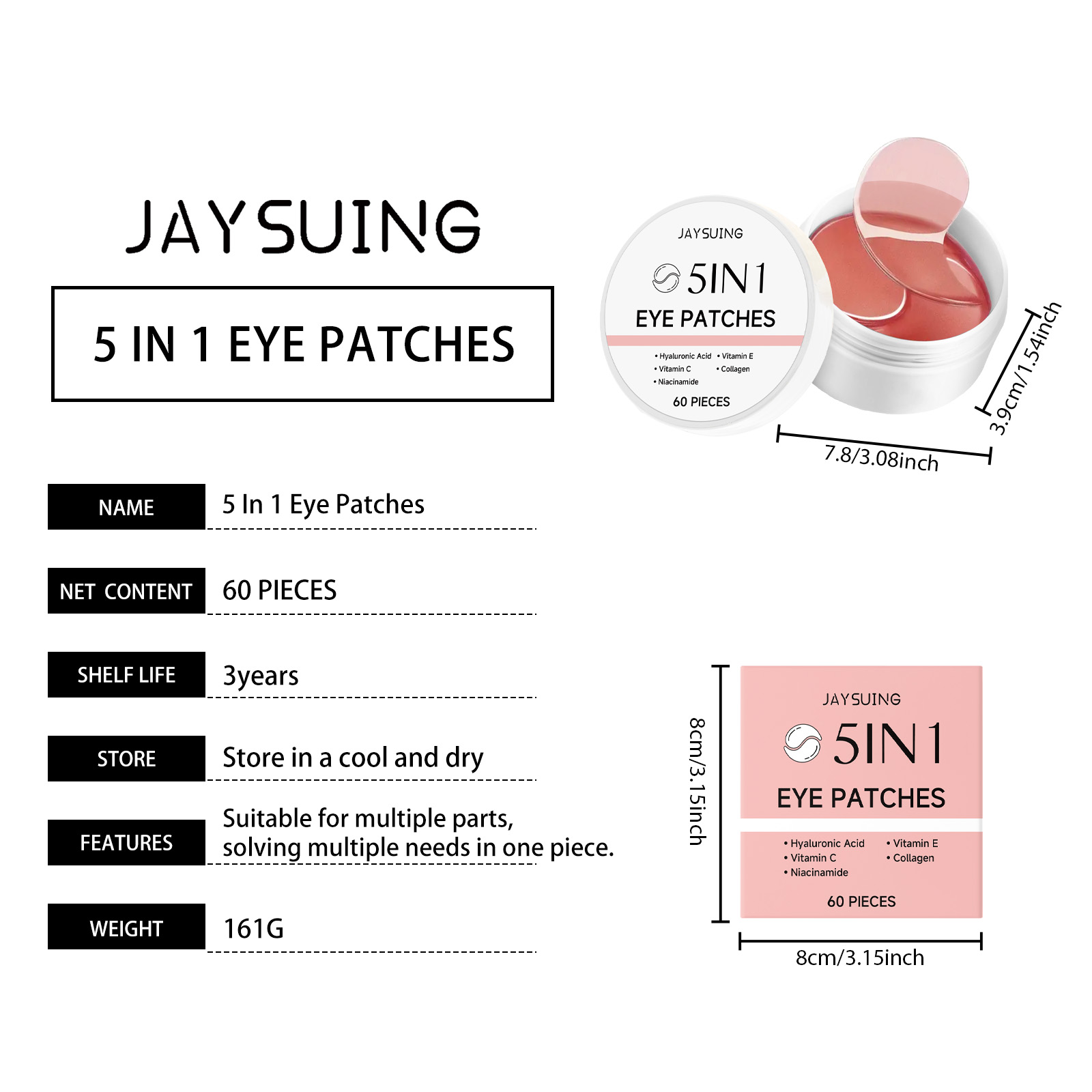 JAYSUING 5-in-1 Under Eye Patc - Hyaluronic Acid Facial Serum review and price