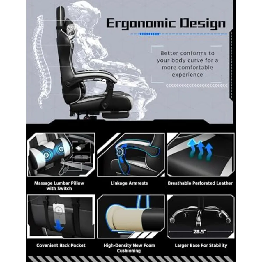 Gaming chair with footrest, ma - Massage review and price