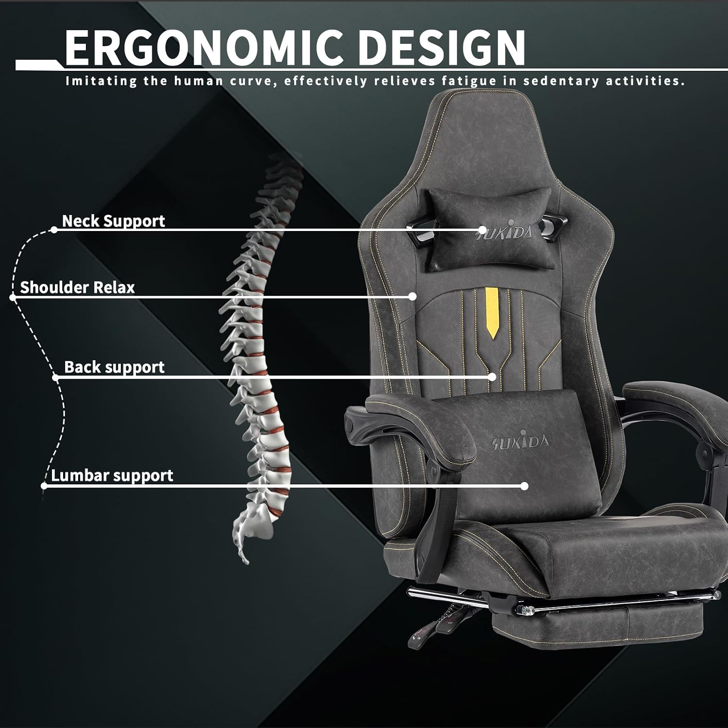 Gaming Chair with Footrest Erg - Massage review and price