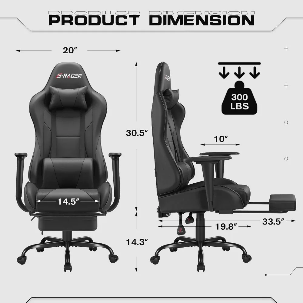Gaming Chair with Footrest Mas - Massage review and price