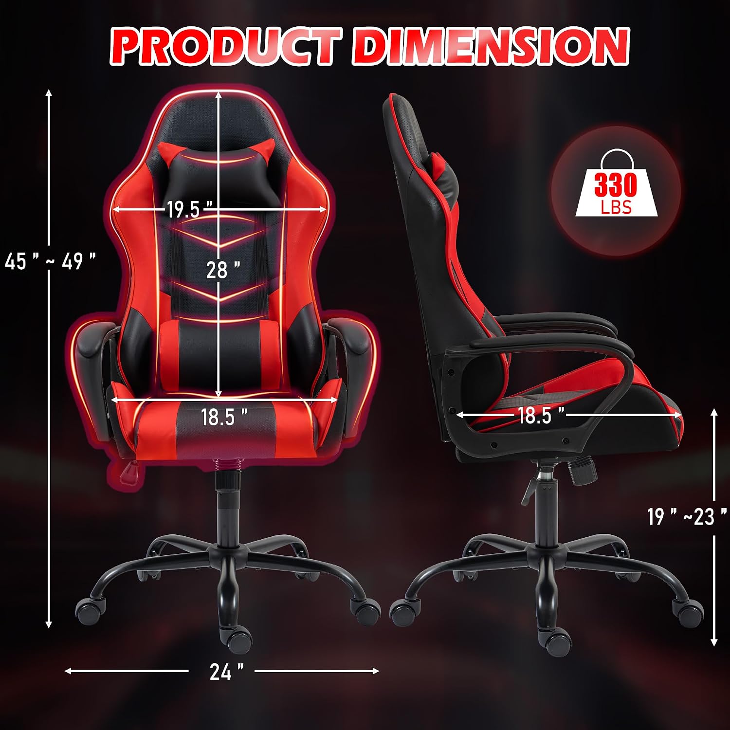 Red Ergonomic Gaming Chair Mas - Massage review and price